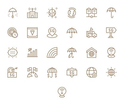 25 High Resolution Regular Line Icons optimized for Coverage Editable display vector