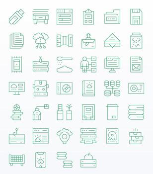datos almacenamiento icono repositorio conteniendo 40 Delgado línea alto resolución monitor Perfecto gráficos vector