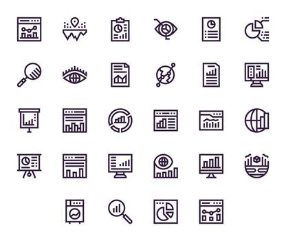 28 Bold Line Pixel Optimized Icons tailored for Trends 128x128 interface vector