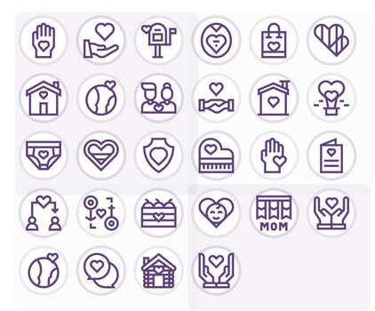 28 Bold Line Icons designed for Affection in 128x128 Detail Enhanced format vector