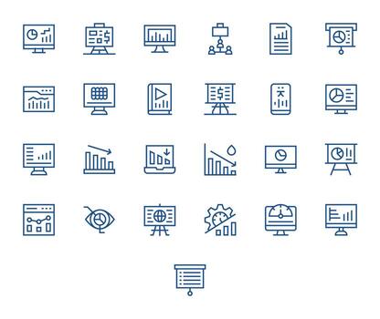 25 256x256 Display Perfect Icons for Charts in Regular Line Theme vector