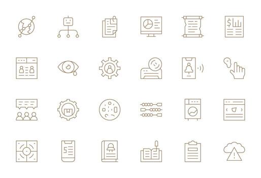 24 128x128 íconos para datos en editable Delgado línea formato vector