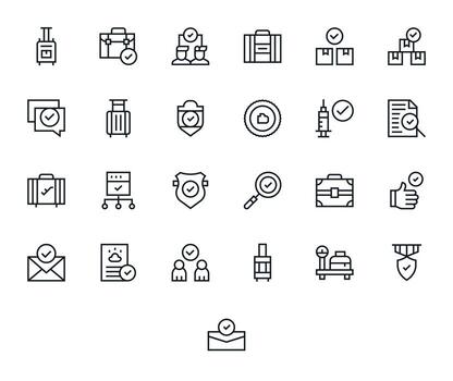 25 Icons for Checked featuring Retina Ready Grid Fitted Regular Line Graphics vector