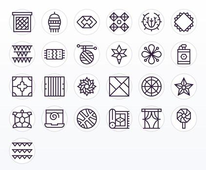Patterned Graphics Pack including 25 Regular Line 128x128 Pixel Aligned Icons vector
