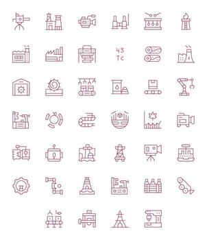 Thin Line Detail Enhanced Icons from Production Set with 40 High Resolution Icons vector