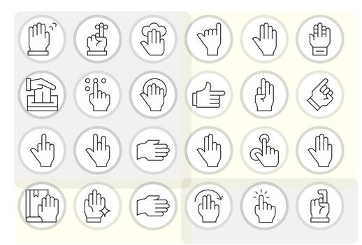 Thin Line Grid Fitted Icons from Touch Set with 24 128x128 Icons vector
