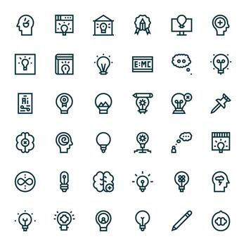 Concept Icon Set with 36 Bold Line High Resolution Pixel Aligned Graphics vector