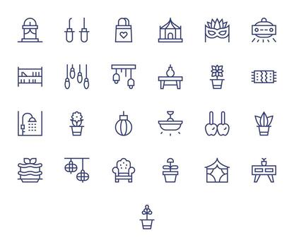 25 Regular Line Editable High Resolution Icons from Decor Suite vector