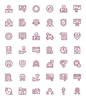 42 Regular Line Icons for Approved in crisp 256x256 Grid Fitted resolution vector