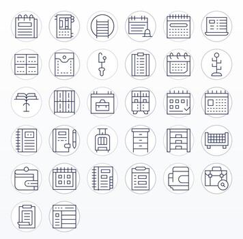 32 256x256 Thin Line Icons for Organizer with Display Perfect precision vector