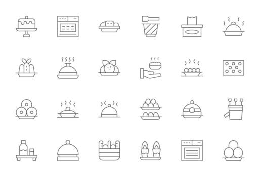 Tray Scalable Set featuring 24 Pixel Optimized Thin Line Retina Ready Icons vector