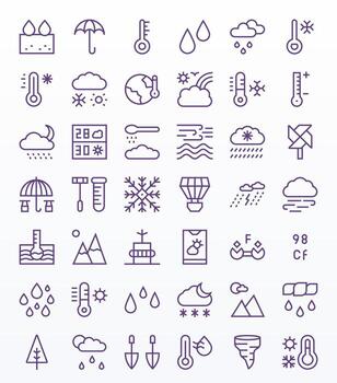 regular línea estilo clima íconos con 42 128x128 editable diseños vector