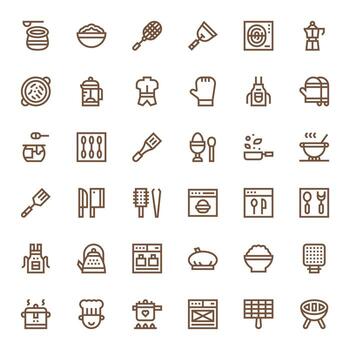 36 Bold Line Pixel Optimized 64x64 Icons from Cookware Suite vector