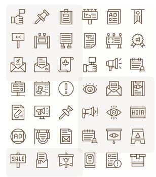 42 regular línea píxel optimizado íconos hecho a mano para darse cuenta 128x128 aplicaciones vector