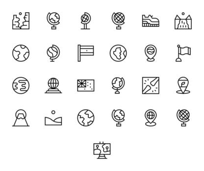 25 Display Perfect High Resolution Icons for Geography in elegant Regular Line design vector