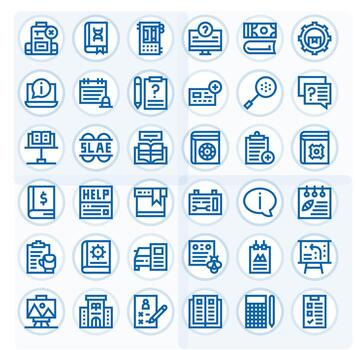 Documentation Icon Library with 36 Bold Line 64x64 Pixel Aligned Designs vector