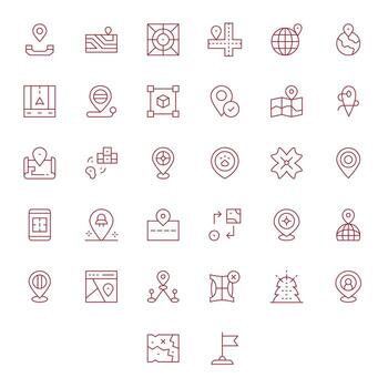 32 Thin Line Icons for Coordinates in crisp 64x64 Grid Fitted resolution vector