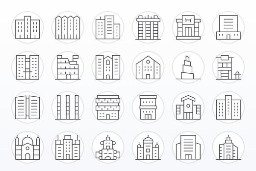 de varios pisos visual paquete conteniendo 24 Delgado línea monitor Perfecto íconos vector