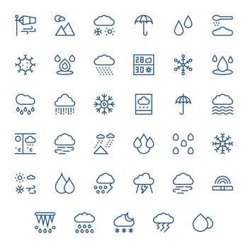 35 Icons for Precipitation optimized in Display Perfect 128x128 Regular Line resolution vector