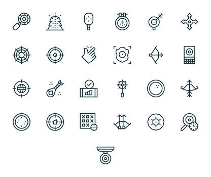 25 Pixel Aligned Regular Line Icons from Target Collection vector