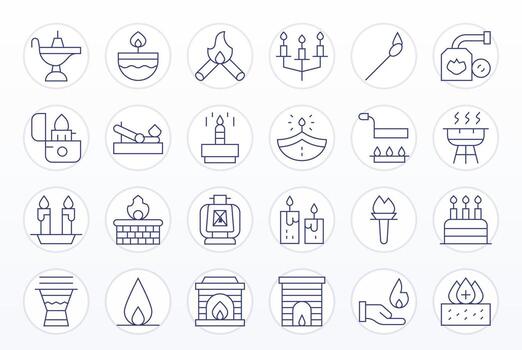 24 Thin Line Grid Fitted Icons tailored for Flame 128x128 interface vector