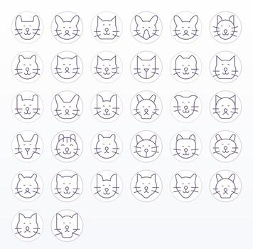 Cat Complete Package with 32 Retina Ready Thin Line Pixel Optimized Icons vector