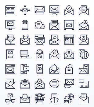 bandeja de entrada icono colección presentando 42 cuadrícula equipado 128x128 regular línea diseños vector