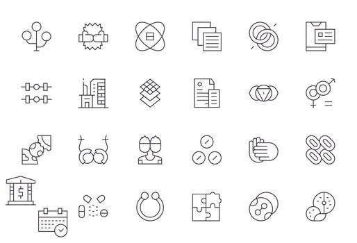 24 Thin Line Pixel Optimized Icons tailored for Combined 256x256 interface vector
