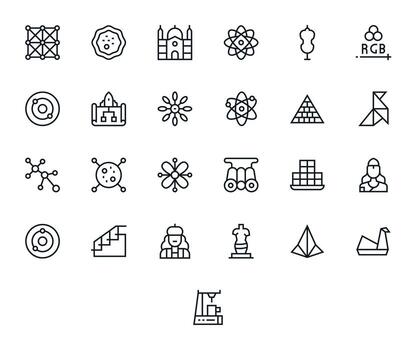 25 Regular Line Grid Fitted Icons crafted for Model 256x256 applications vector
