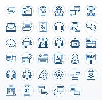 35 Regular Line Editable Icons for Customer Service Graphics vector