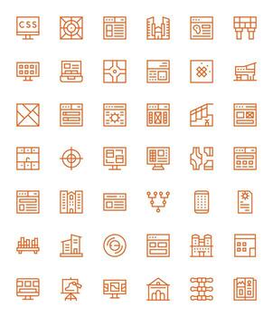 42 íconos para diseño presentando 256x256 detalle mejorado regular línea gráficos vector