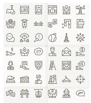 42 Icons for Support optimized in Editable 256x256 Regular Line resolution vector