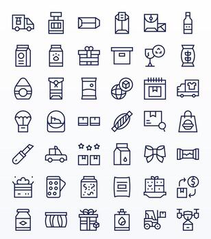 42 Regular Line Pixel Aligned Vectors for Package Theme