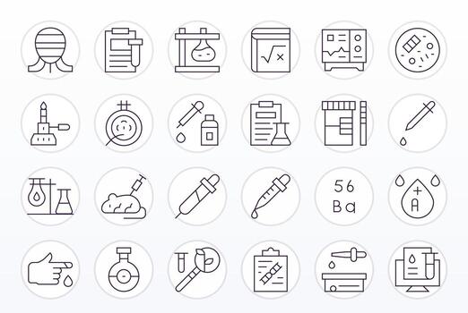 24 256x256 Icons for Test in Detail Enhanced Thin Line Format vector