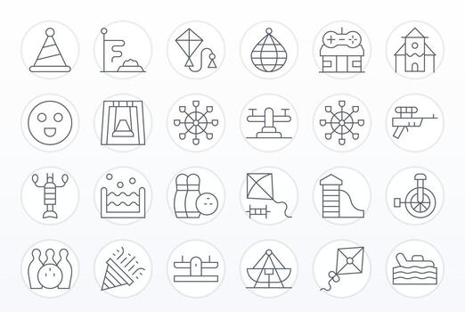 24 64x64 Icons for Fun in Display Perfect Thin Line Format vector