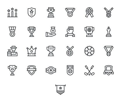 25 Display Perfect 128x128 Icons for Trophy in elegant Regular Line design vector