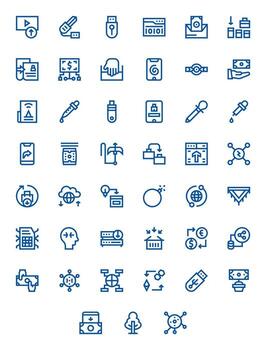 45 Icons for Transfer featuring High Resolution Display Perfect Bold Line Graphics vector