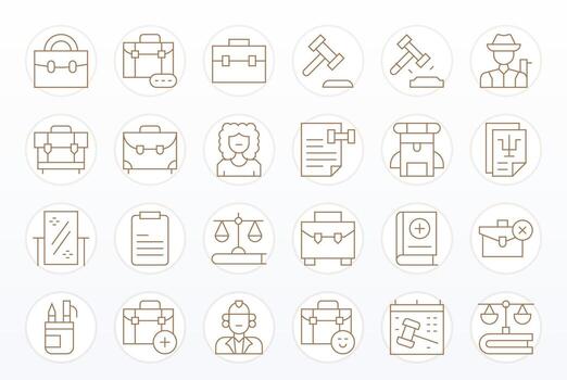 24 píxel alineado íconos temática alrededor caso en 256x256 Delgado línea formato vector