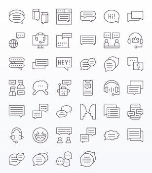 Chat Scalable Set featuring 40 Pixel Aligned Thin Line 64x64 Icons vector