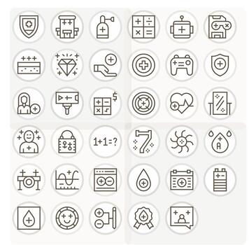 35 Icons for Plus featuring High Resolution Pixel Aligned Regular Line Graphics vector