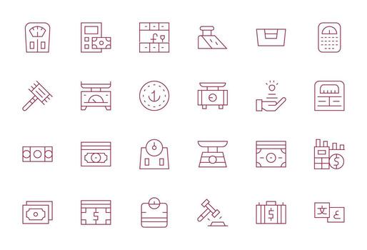 24 Thin Line Pixel Optimized Designs for Pound 256x256 Icons vector