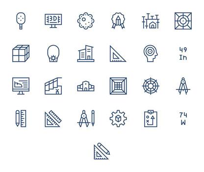 25 regular línea píxel alineado alto resolución íconos desde Plano suite vector