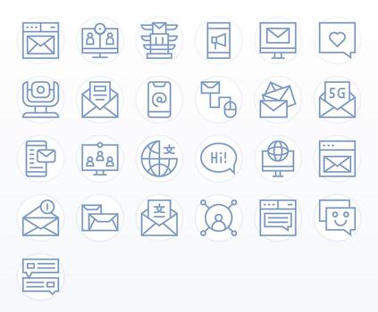 25 Icons for Digital Communication optimized in Editable High Resolution Regular Line resolution vector