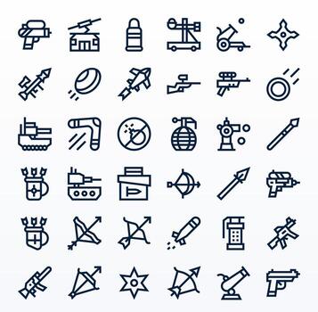 36 Icons for Projectile optimized in Detail Enhanced 128x128 Bold Line resolution vector