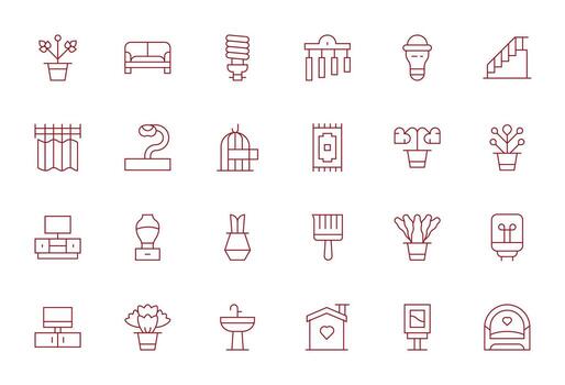 24 Thin Line Icons designed for Interior Design in 64x64 Pixel Optimized format vector