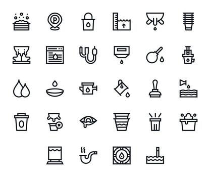 Desbordamiento icono colección con 28 64 x 64 negrita línea diseños vector