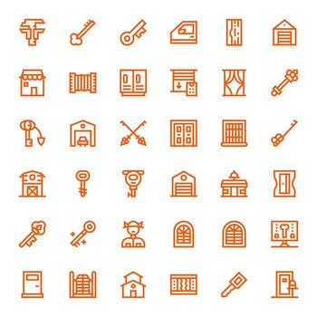 36 Bold Line Pixel Aligned High Resolution Icons from Door Suite vector
