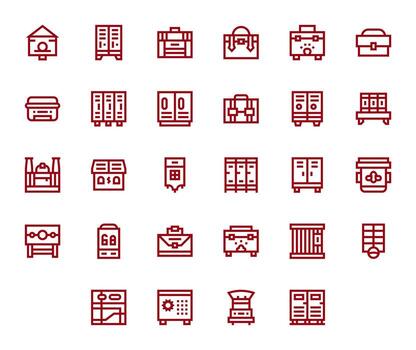 28 Bold Line Grid Fitted Icons tailored for Locker High Resolution interface vector