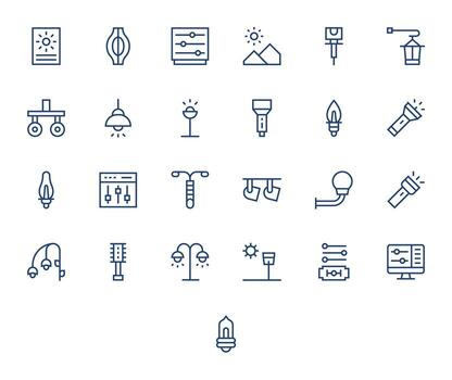 Brightness Icon Set with 25 Regular Line Retina Ready Editable Graphics vector