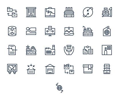 25 Retina Ready Regular Line Pixel Aligned Icons for Export Projects vector